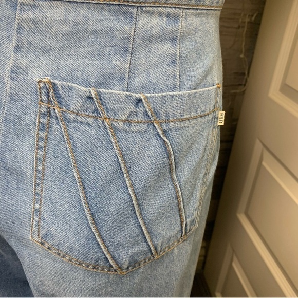 VINTAGE 90's High Waisted Blue Light Wash Cropped Jeans Wide Leg Side Zip Sz 10 - Picture 10 of 16